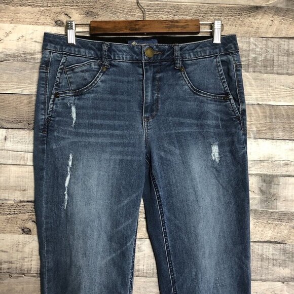 Democracy Jeans Womens Size 8 Blue AB Solution Stretch Distressed - Picture 3 of 10